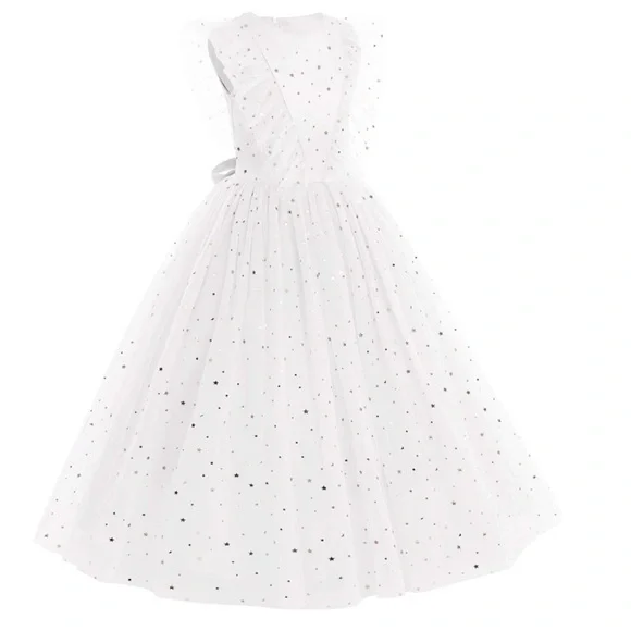 NWT White tulle dress with gold stars detail - Picture 4 of 12